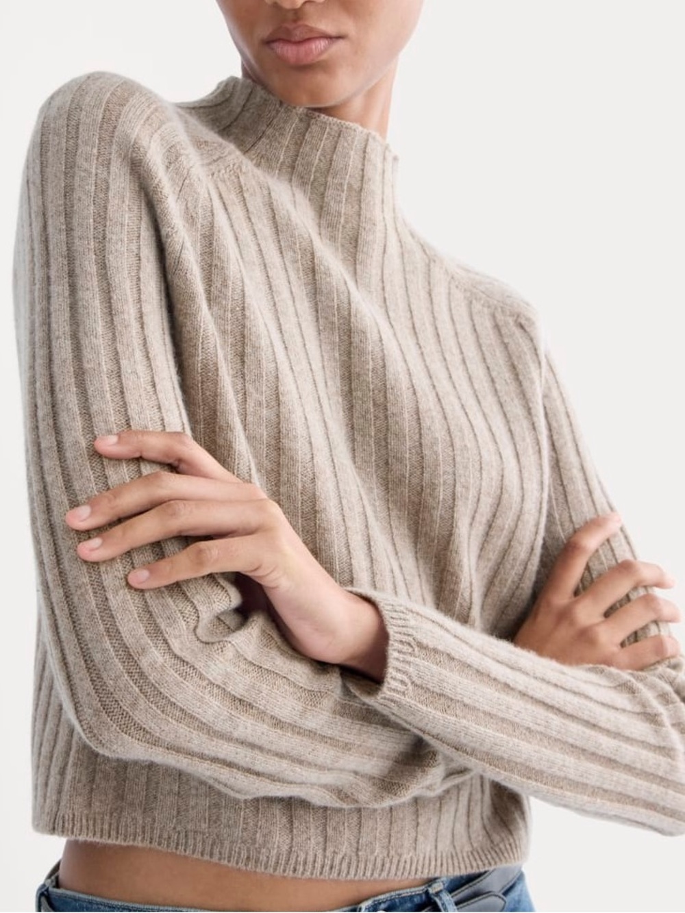 Everlane Wool Cashmere Funnel Neck Cropped Sweater Size M